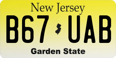 NJ license plate B67UAB