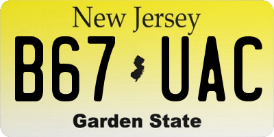 NJ license plate B67UAC