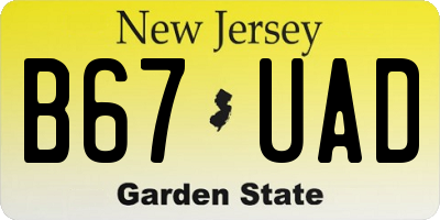 NJ license plate B67UAD