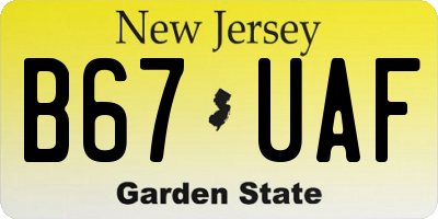 NJ license plate B67UAF