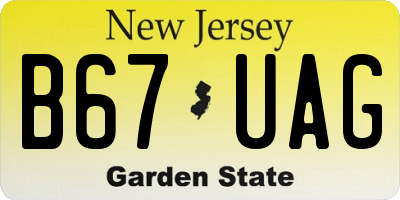 NJ license plate B67UAG