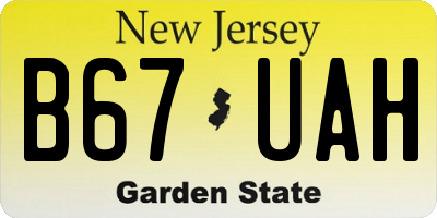 NJ license plate B67UAH