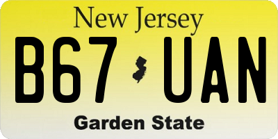 NJ license plate B67UAN