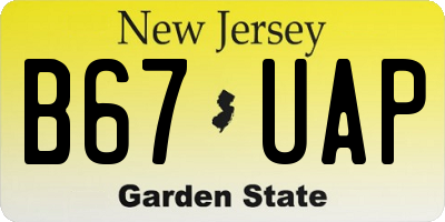 NJ license plate B67UAP