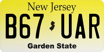 NJ license plate B67UAR