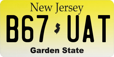 NJ license plate B67UAT