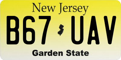 NJ license plate B67UAV