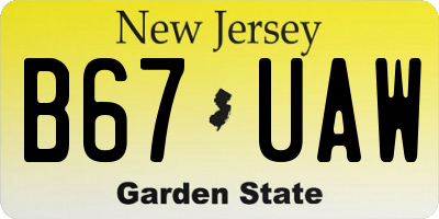 NJ license plate B67UAW