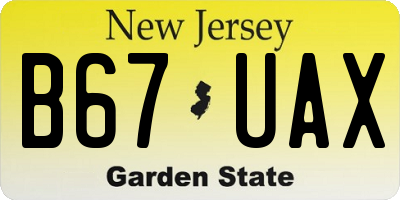 NJ license plate B67UAX
