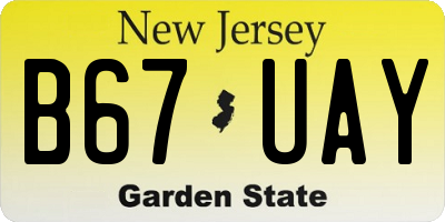 NJ license plate B67UAY