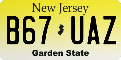 NJ license plate B67UAZ
