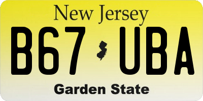 NJ license plate B67UBA