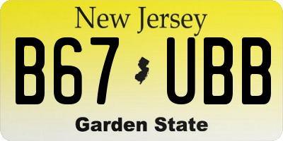 NJ license plate B67UBB