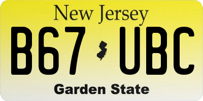 NJ license plate B67UBC
