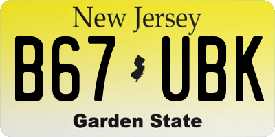 NJ license plate B67UBK