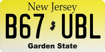NJ license plate B67UBL