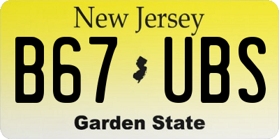 NJ license plate B67UBS