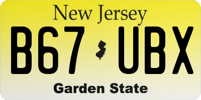 NJ license plate B67UBX