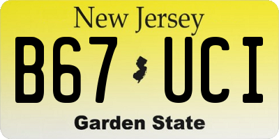 NJ license plate B67UCI