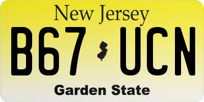 NJ license plate B67UCN