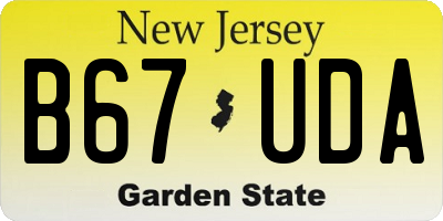 NJ license plate B67UDA