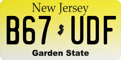 NJ license plate B67UDF