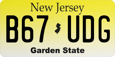 NJ license plate B67UDG