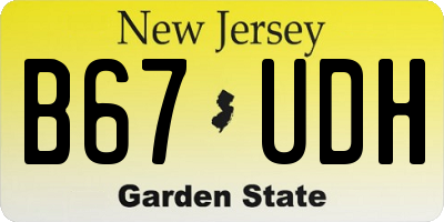 NJ license plate B67UDH