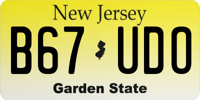 NJ license plate B67UDO