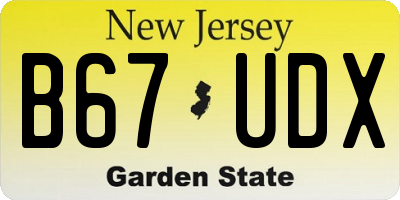 NJ license plate B67UDX