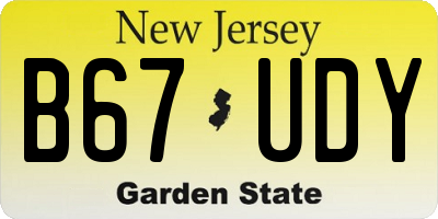 NJ license plate B67UDY