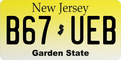 NJ license plate B67UEB