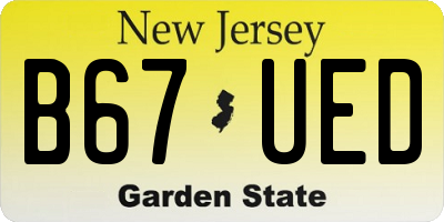 NJ license plate B67UED