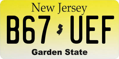 NJ license plate B67UEF