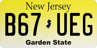 NJ license plate B67UEG