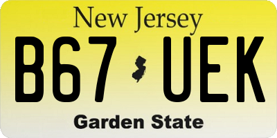 NJ license plate B67UEK