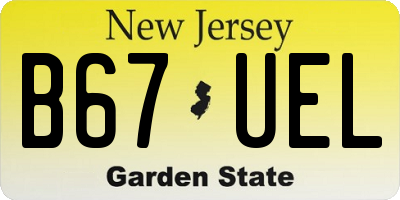 NJ license plate B67UEL