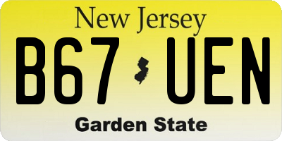 NJ license plate B67UEN