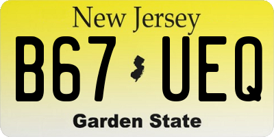 NJ license plate B67UEQ
