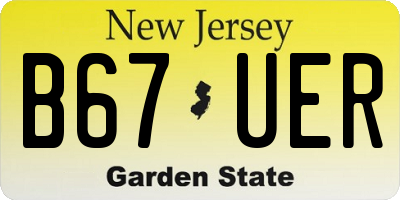 NJ license plate B67UER