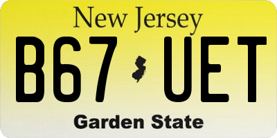 NJ license plate B67UET