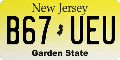 NJ license plate B67UEU