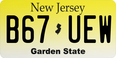 NJ license plate B67UEW
