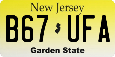 NJ license plate B67UFA