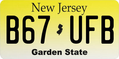 NJ license plate B67UFB
