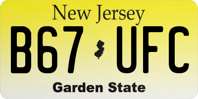 NJ license plate B67UFC