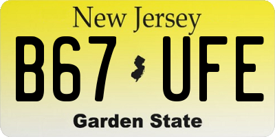 NJ license plate B67UFE