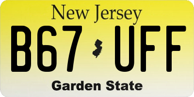 NJ license plate B67UFF