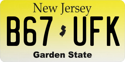 NJ license plate B67UFK