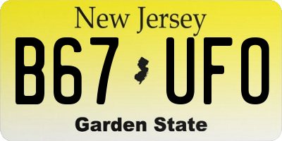 NJ license plate B67UFO